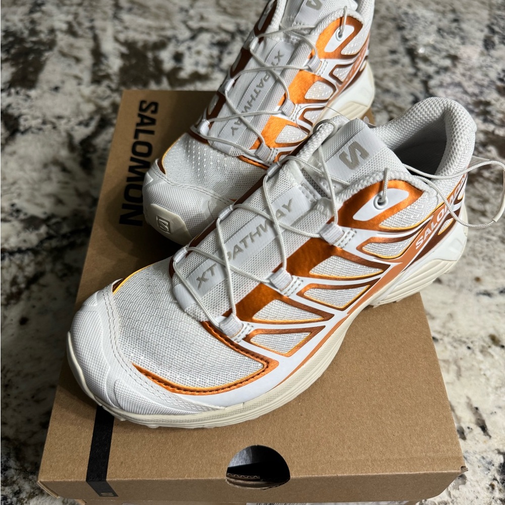Salomon XT-Pathway Metallic White and Orange Athletic Shoes. NWOT - Picture 2 of 12